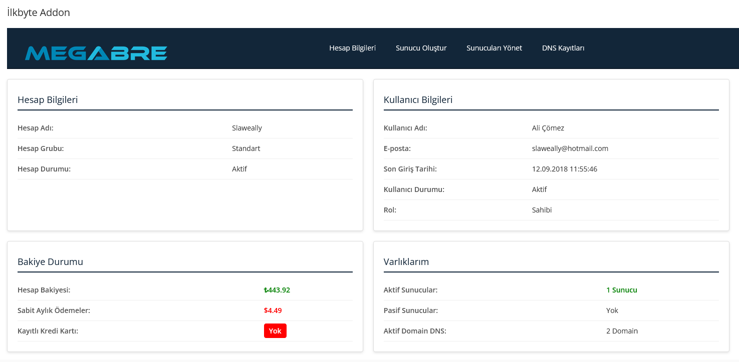 İlkbyte Whmcs modülü