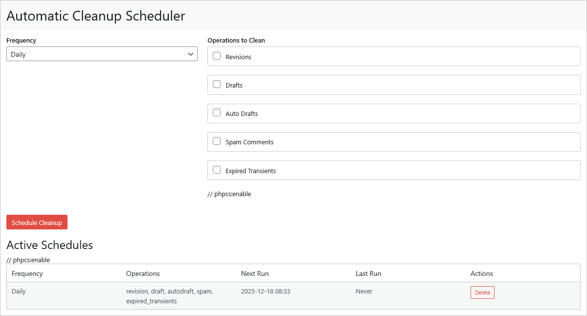 WP Mega Cleaner - Ekran Görüntüsü 3